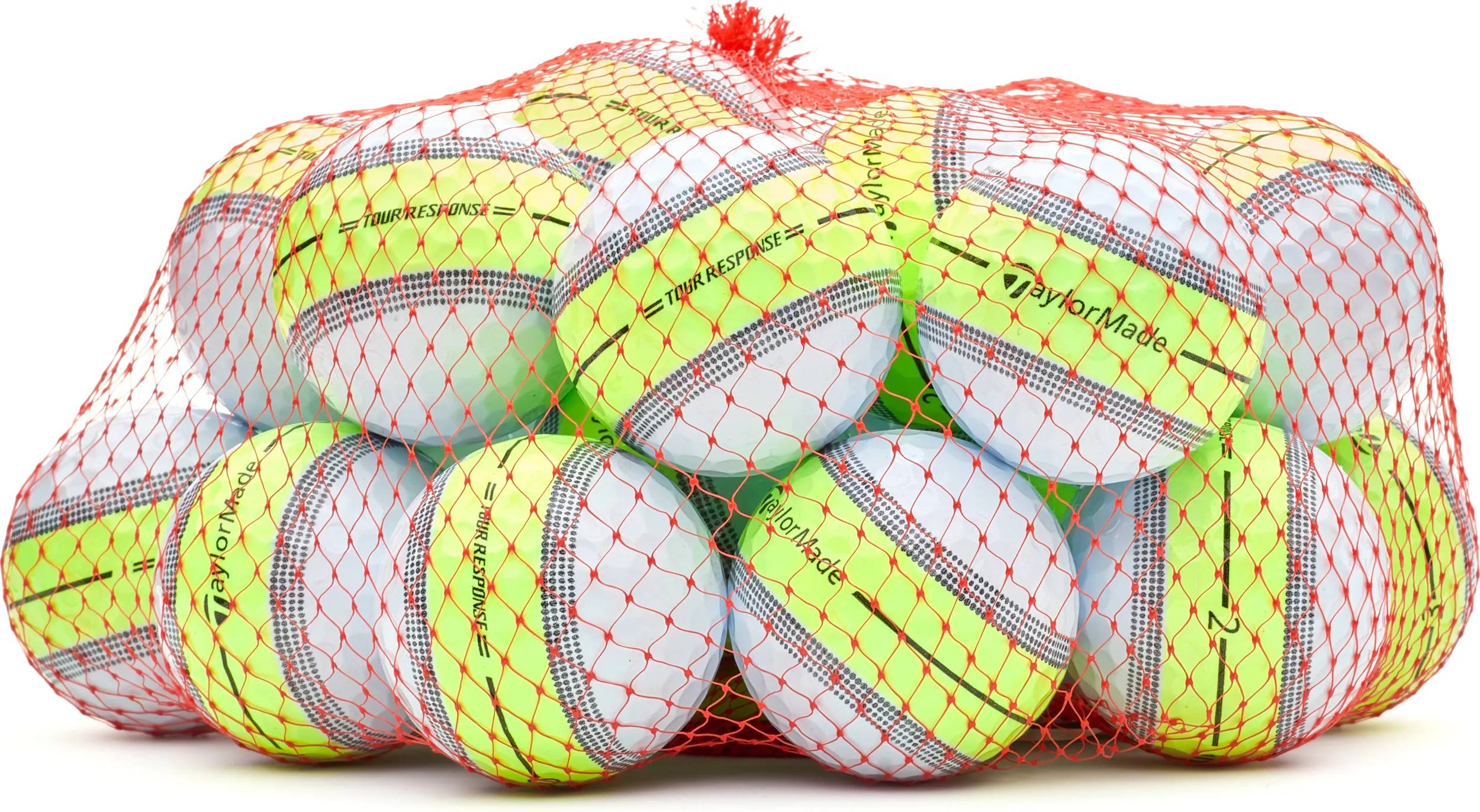 25 TaylorMade Tour Response Neon Stripe Golfbälle, Yellow