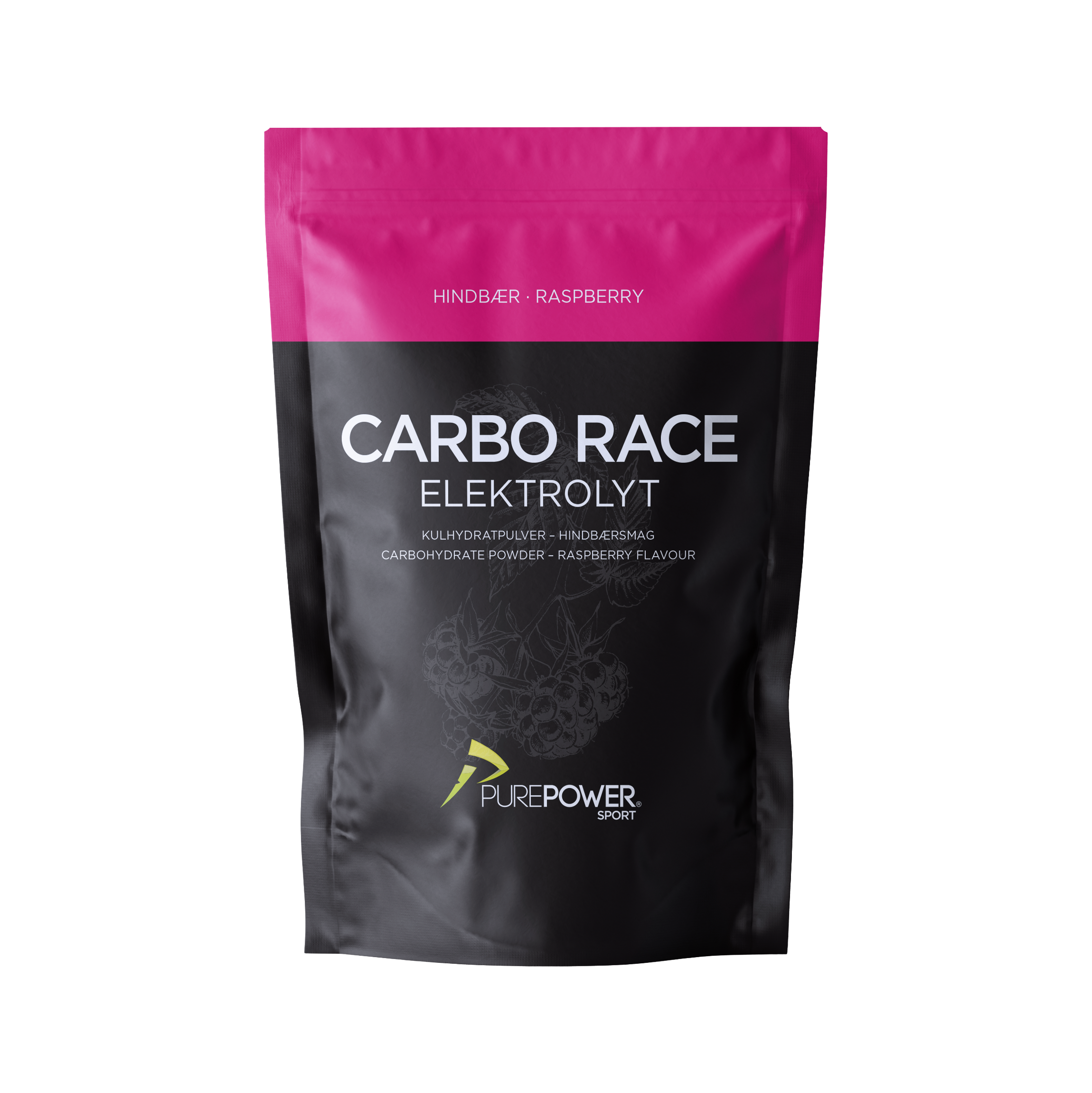 PurePower Carbo Race Elektrolyt Hindbær 1 kg - Energipulver.