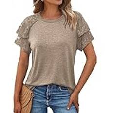 Kvinnor Kortärmad Sommar Topp 2025 Spets Klänning Casual Business Söt T-shirt Skjortor Basic Tee