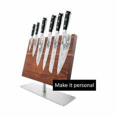 THE CUSTOM CHEF™ KIYOSHI™ Kei Knivblok - 7 dele - 6 knive + knivblok - Rustfrit stål - Brun/stål