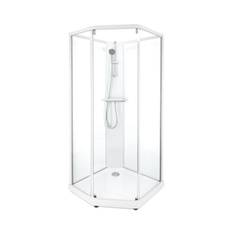 Duschkabin Ifö Showerama Classic Pentagonal 900x900 mm, Vit Profil, Glas front: Klart, Glas Bak: Frostat