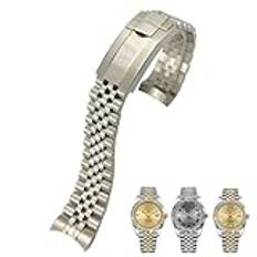 316L klockband i rostfritt stål 20 mm Passar till Rolex Datejust Oyster Perpetual 36 mm klockarmband Silver Golden Solid Armband