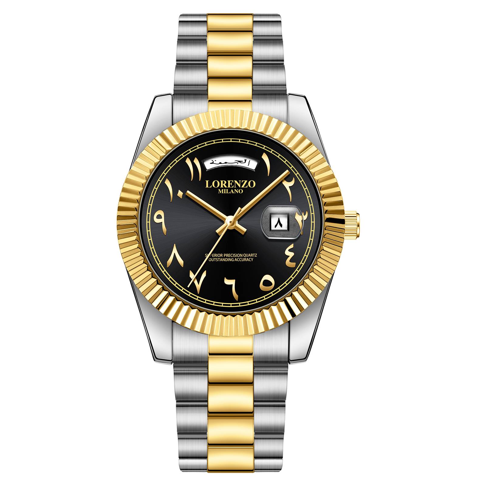 Lorenzo Day-Date Arabic Silver Gold Black