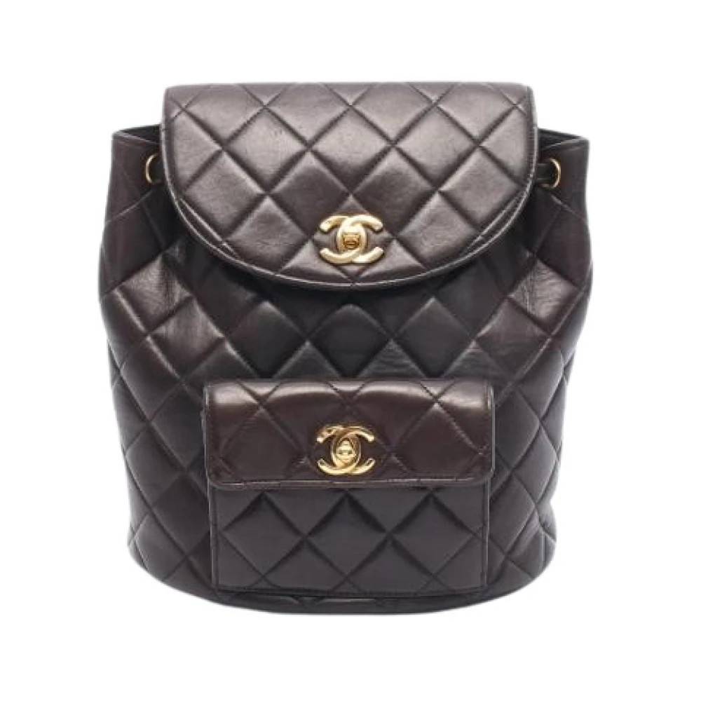 Chanel Vintage Pre-owned Vintage Lambskin Rygsæk - Vintage - Dame - Brun - ONE SIZE - Uld