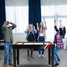 4 i 1 multi-game bord med bordfodbold & pool billard & airhockey & bordtennis arkadespil sæt