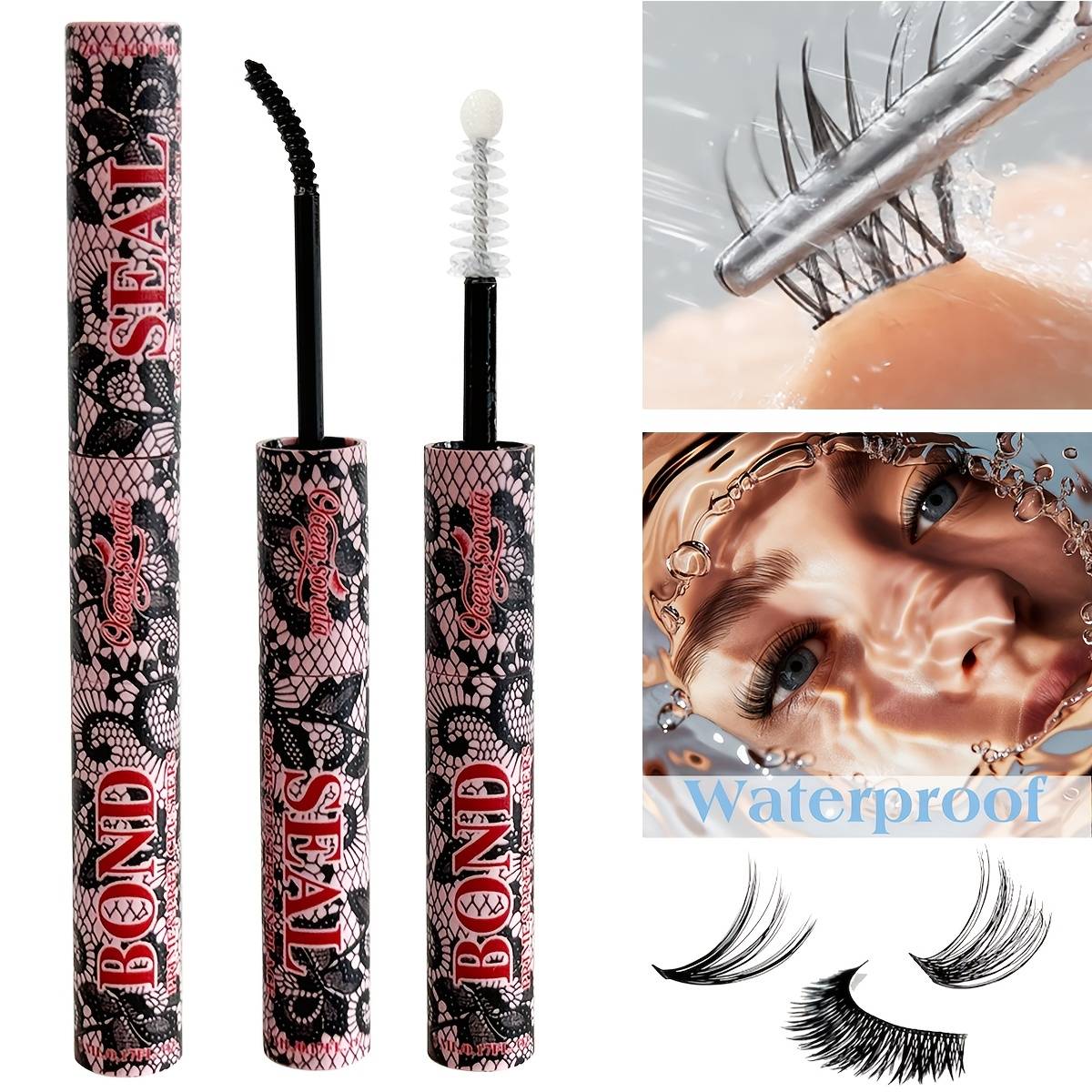 Waterproof Eyelash Glue, Strong Waterproof Sealer, Suitable For Cluster False Eyelashes, Hypoallergenic, Bonding And Sealing , , Plastic Container, Ideal For Beginners And Makeup Artists