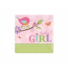 Tweet Baby Girl papperstallrikar fyrkantiga