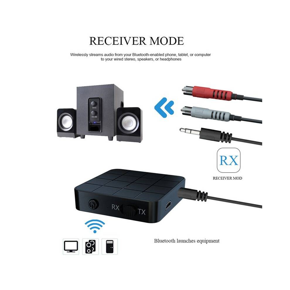 2 in 1 5.0 Audio Transmitter Receiver Wireless 3.5mm Adapter Stereo Audio Dongle for TV Car Speakers