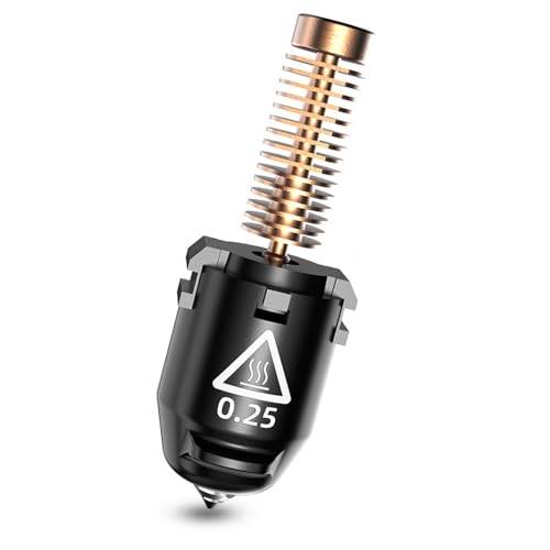 FLASHFORGE Adventurer 5 m munstyckskomposition, 32 mm³/s högt flöde, 35S snabbuppvärmning 200 ℃, 3S snabbt avtagbart munstycke, 3D-skrivare, kopparstålmunstycken för AD5M/AD5M Pro (0,25 mm)