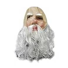 Liummrcy jultomtemask - latex jul jultomten mask med skägg, jultomtemask till jul, karneval, kostym, cosplay, halloween, festmask, jultomtemask, latex huvudmask