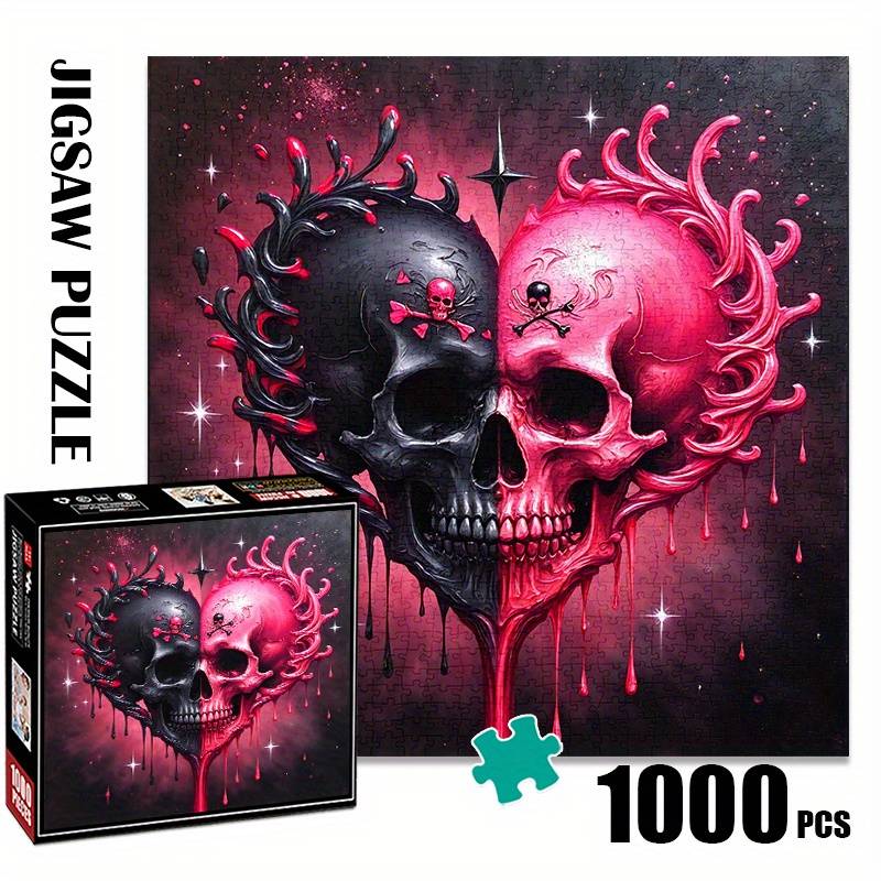 Black And Red Heart Paper Jigsaw Puzzle - 1000pcs, Large Puzzle Toy, Exquisite Game Gift, Family Interactive Game, Diy Decoration, Brain-challenging Holiday Gift