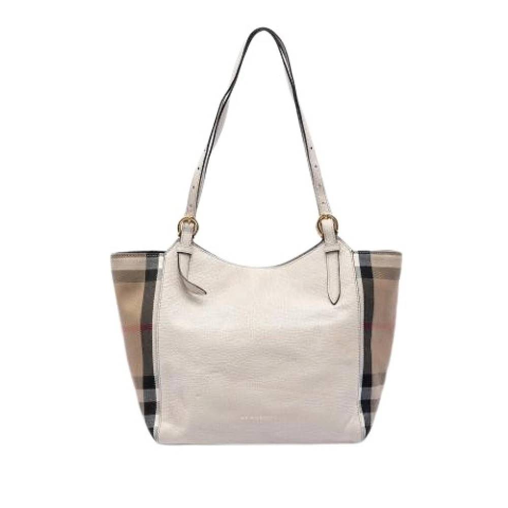 Burberry Vintage Pre-owned Canterbury Skuldertaske - Vintage - Dame - Hvid - ONE SIZE - Uld