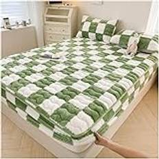 Velvet Fitted Sheet, Milk Velvet Sheet Mattress Protector, Deep Pocket Breathable Mattress Pad Cover Luxury Milk Velvet Mattress Cover, For Bedroom,Green,200 * 220cm