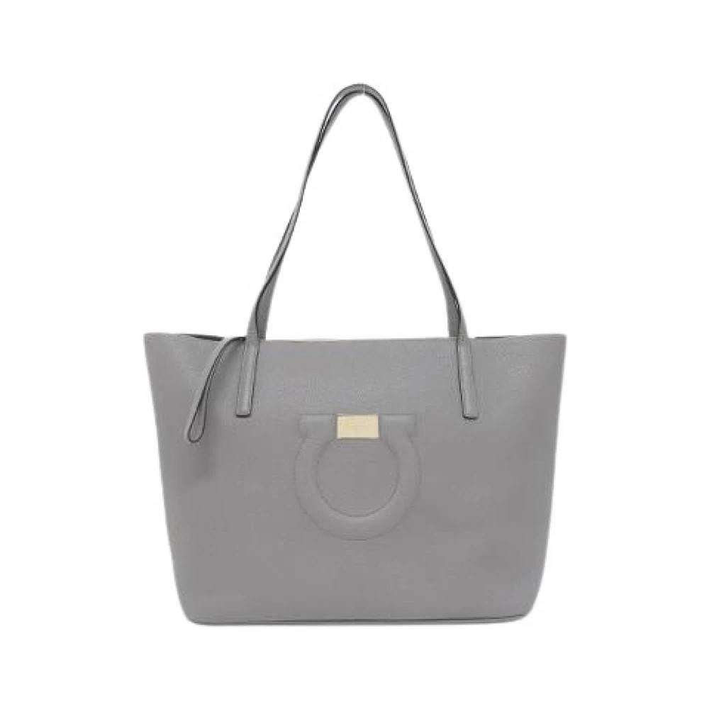 Salvatore Ferragamo Pre-owned Pre-owned City Tote Calf Tote Bag - Vintage - Dame - Grå - ONE SIZE - Uld