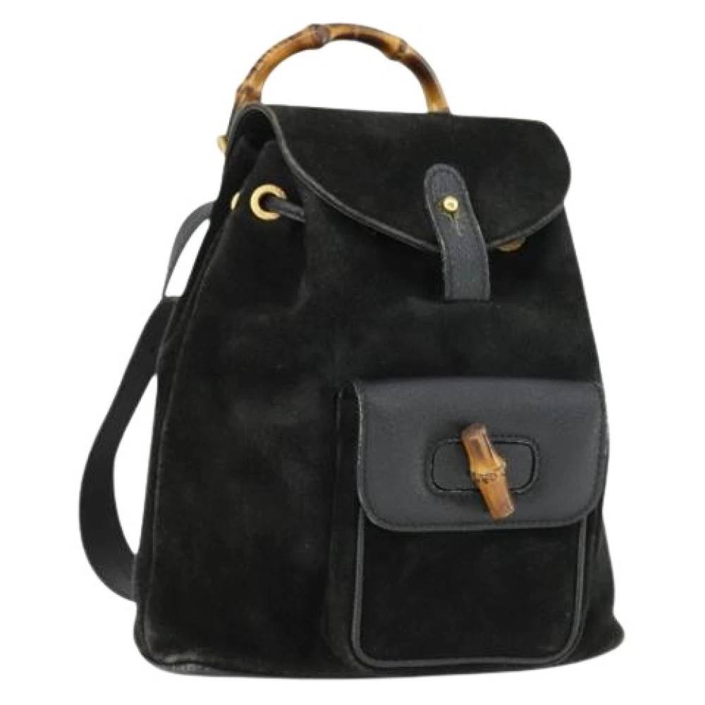 Gucci Vintage Pre-owned Vintage Suede Rygsæk - Vintage - Dame - Sort - ONE SIZE - Suede