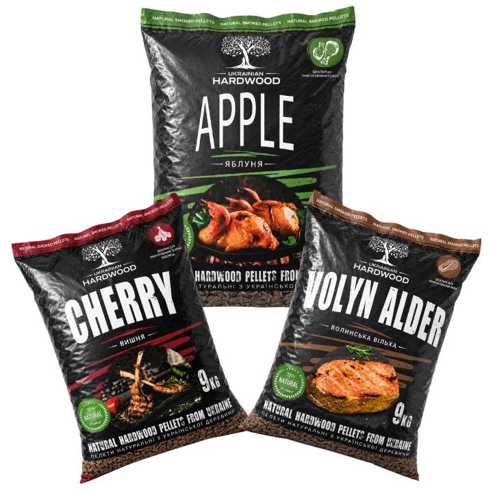 DanPellets BBQ/Grill Træpiller Apple/Cherry/Alder 6mm, 1 Palle Cherry/Kirsebærtræ (104 sække × 9 kg = 936 kg).