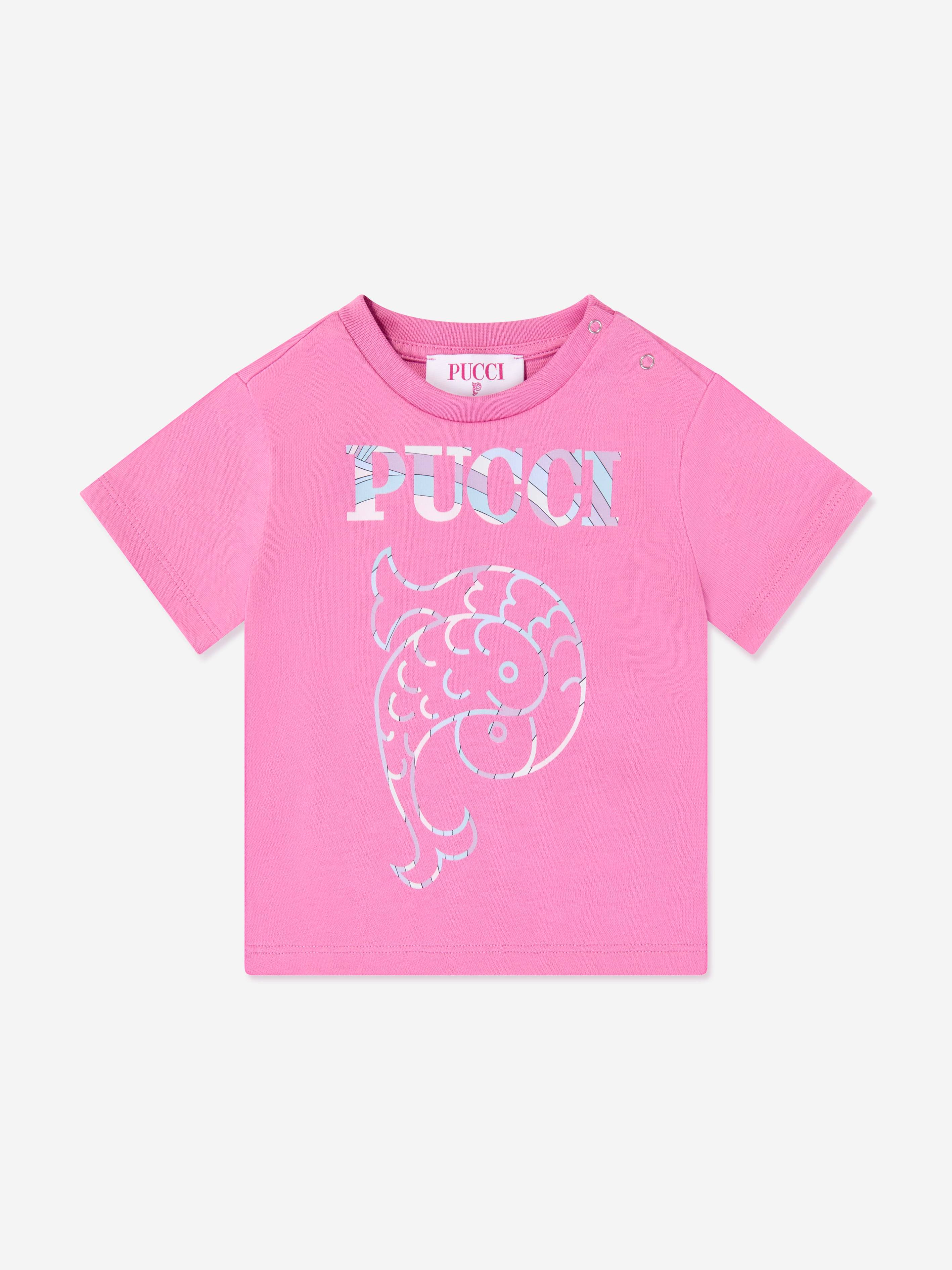 PUCCI Baby Girls Fish Logo T-Shirt in Pink - Pink / 12 months (12 months)