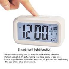 Led väckarklocka 7 färger byter ljus natt glödande klockor termometer ljus digital klocka för barn bord skrivbord despertador - Vit c