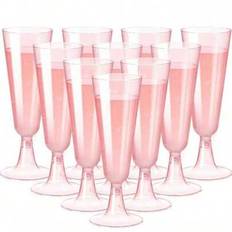 25/50 st Champagne Flutes Plast Champagne Flutes Återanvändbara, Läskkoppar Glitter Champagne Flutes Återanvändbara Skaft Vinkoppar Cocktails, För trä - Rosa (Transparent 150ml25st,Transparenta 150ml 10 st)