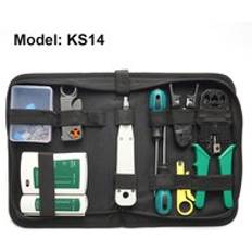 Oullx toolkit lan tester rj45 crimptång bärbar lan nätverksreparationsverktygssats kabeltestare och tång crimp crimpclamp - 14 st verktygslåda