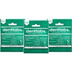 Denttabs tandkräm tabletter med fluor, polerar tänder, minskar plack, skyddar tandemaljen. Blekningseffekt utan blekning, 3 x 125 stycken. Professionell tandvård, hållbar och plastfri.
