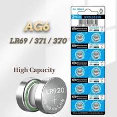 10 st alkaliskt batteri ag6 st 1.55v knappars knappcell 371 lr920 sr927 171 l921 st klockbatterier