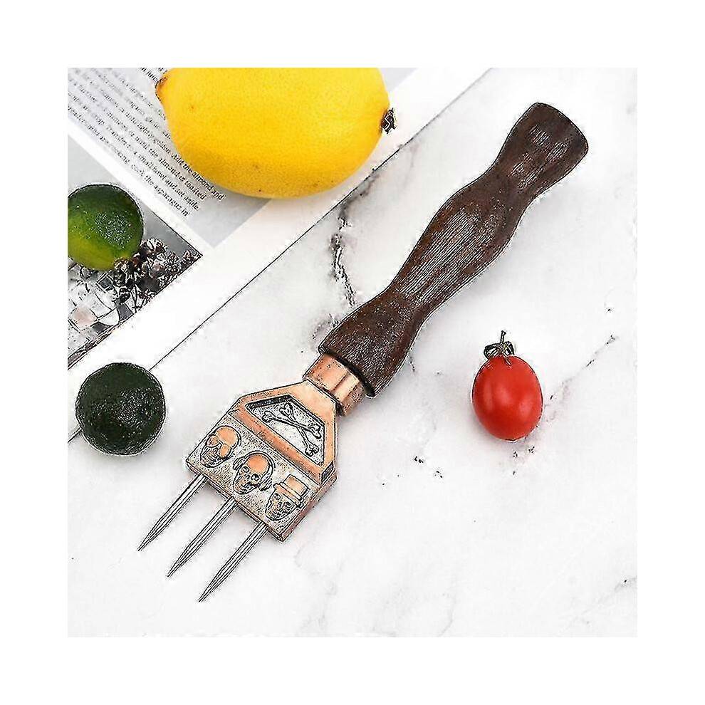 (brown) Ice Pick - Sturdy Ice Chipper With Solid Wood Handle,steel Three Pronged Ice Crusher For Bartender 1pc