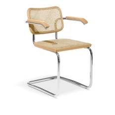 Knoll - Cesca Chair with Arms, Light Beech - Spisebordsstole - Marcel Breuer - Beige - Metal/Træ