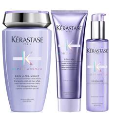 Kérastase Blond Absolu Ultraviolet Shampoo, Conditioner and Treatment Routine for Brightening Blonde Hair