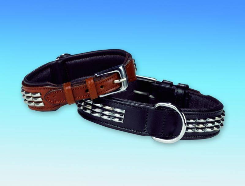 Läderhalsband MALECO (65 cm, svart/brun)