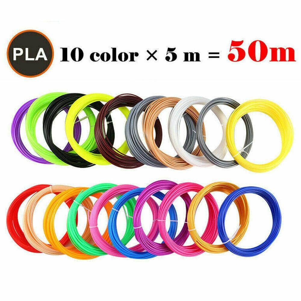 3D Pen Filament Refills PLA 1,75 mm Printing Penna Inga lukter Färger Plast Filament Wire för intelligent 3D ritskrivare 5M x 10 Colors(Total 50M)