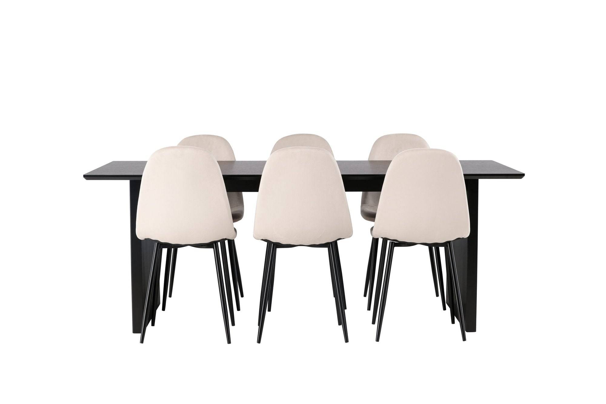 Venture Home Vail spisebord - Black / Smoked Black MDF +Polar Spisebordsstol - Black legs / Beige Velvet _6