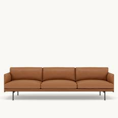 Muuto Outline Sofa 3.5-Seater Refine Leather Cognac & Black