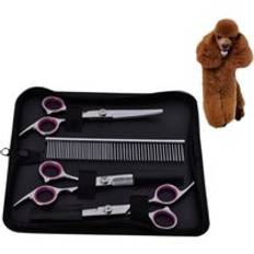 4 st/uppsättning 6.0 tums hund hund grooming sax set rostfritt stål rak gallring böjda hundar katt hår klippa sax kit verktyg