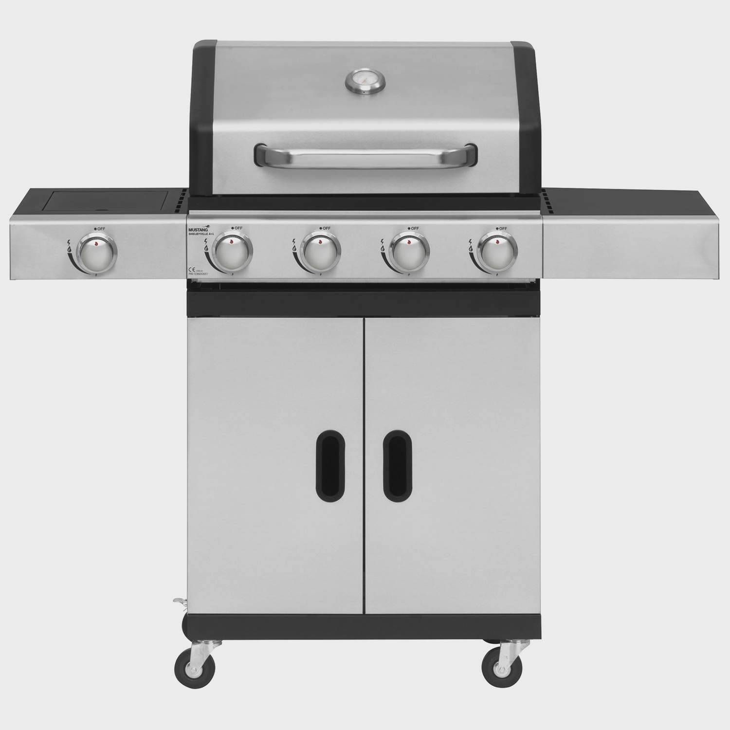 Gasgrill med 4 brændere, sidebrænder, 63x38 cm kogeflade