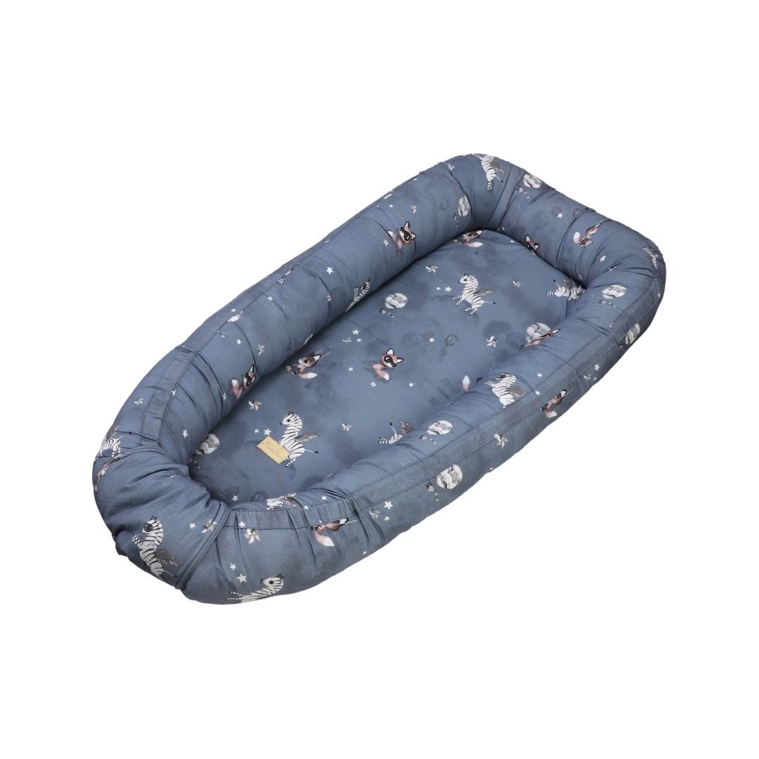 Babynest - 100% økologisk bomuld - Fantasy dark blue.