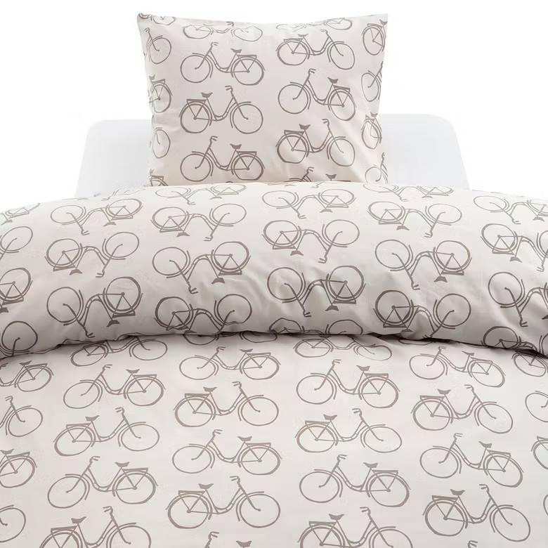 Bäddset Cykel Beige Borganäs of Sweden Enkeltäcke 150x210