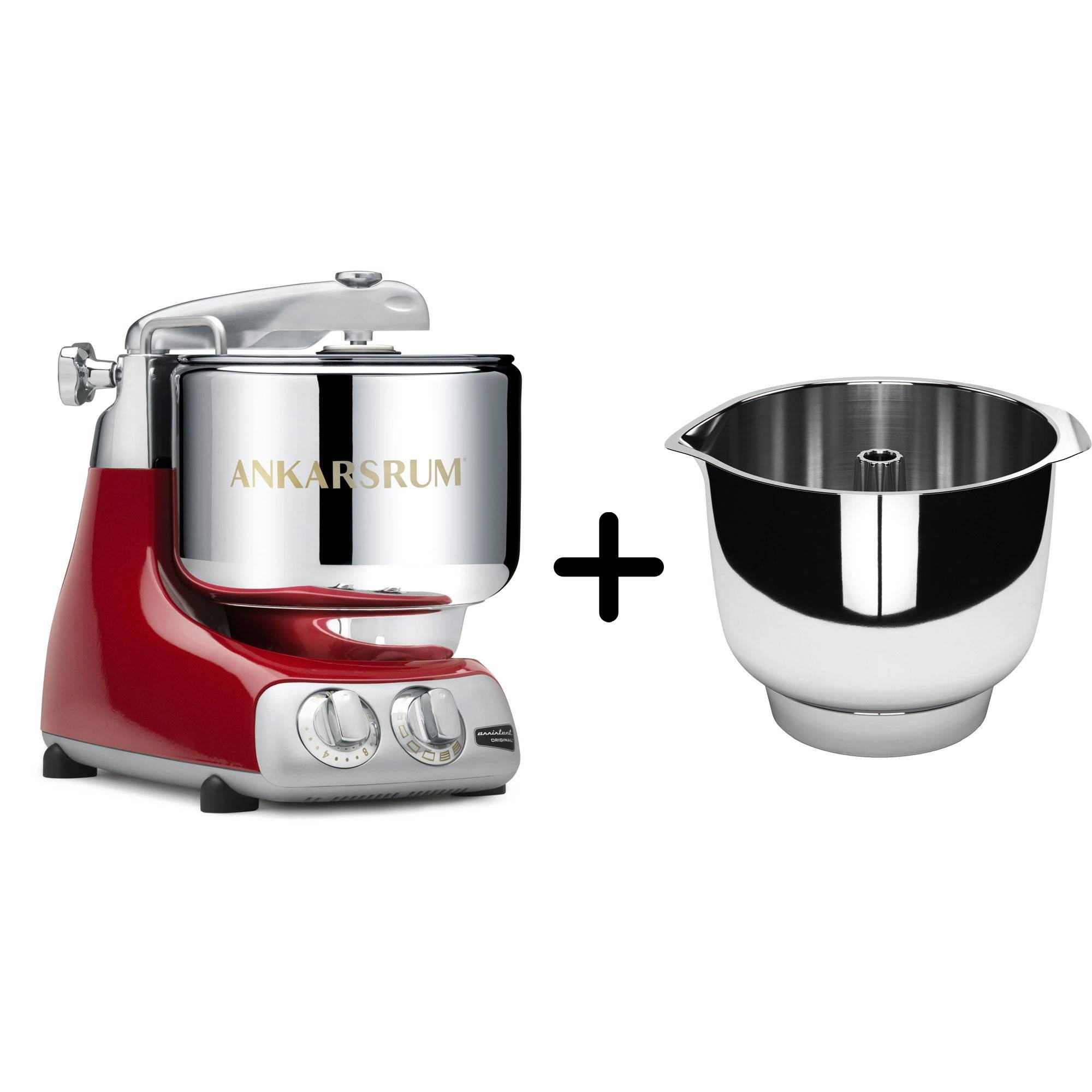Ankarsrum AKM 6230 köksmaskin + Assistent Original vispskål, red - Red