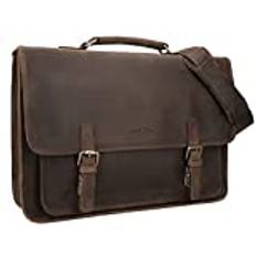 Gusti Portfölj Läder - Elmar Affärsväska för Dam och Herr, Mässangerväska, Laptopväska, Vintage A4 Dokumentväska, Brun, Einheitsgröße