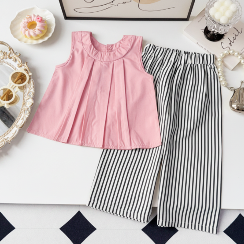 Sleeveless Tops & Pants – Mjuk & elegant – Sommarset för barn Klassisk Rosa / 100 (2–3 år) | Pedagogiska Träleksaker