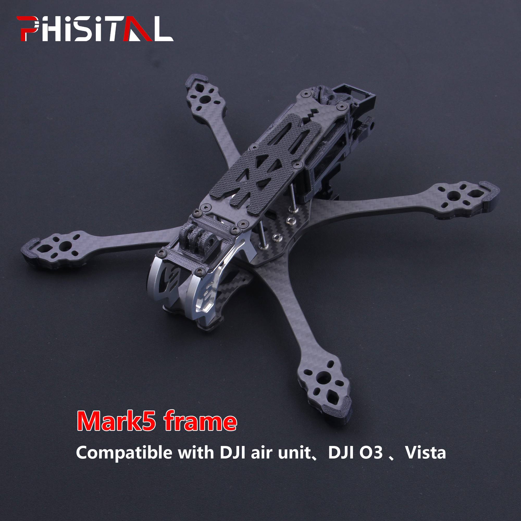 PhiSital Mark5 HD 225mm Carbon Fiber FPV Frame Kit 5inch for Digital O3 Air RC Quadcopter FPV Racing Drone BN220 GPS DIY Parts