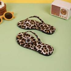 Leopardmönstrade tofflor för barn, lätta platta slip-on-tofflor för sommar, hem och strand - svart grå (EUR34,EUR35,EUR36,EUR37,EUR38,EUR26,EUR27,EUR28,EUR29,EUR30,EUR31,EUR32,EUR33)