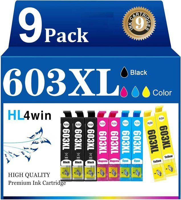 Cartouches d'Encre 603XL - HL4win - Compatible Epson - 9 Cartouches - Multi-couleurs - Jet d'encre
