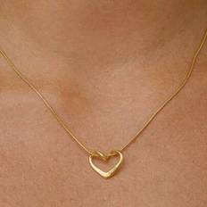 Personligt anpassat namn ihåligt hjärta hänge halsband för kvinnor Gravera namn förvrängt hjärta halsband Enkel stil - Guld