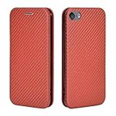 Telefon Flip Case Compatible with iPhone iPod touch 5 6 7 Case Luxury Carbon Fiber PU och TPU Hybrid Case Fullständigt skydd Stötdämpad flipväska Compatible with iPod Touch 5 6 7 Telefonskydd(Kahveren