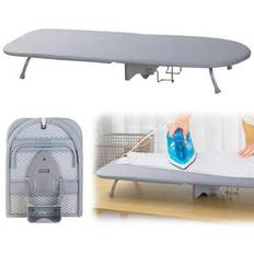 Hopfällbar strykbräda för bordsbruk, hopfällbar strykbräda, 89 * 33 cm strykbräda för bordsbruk med strykjärnhållare och halkfria fötter, bärbar stryk - Grå