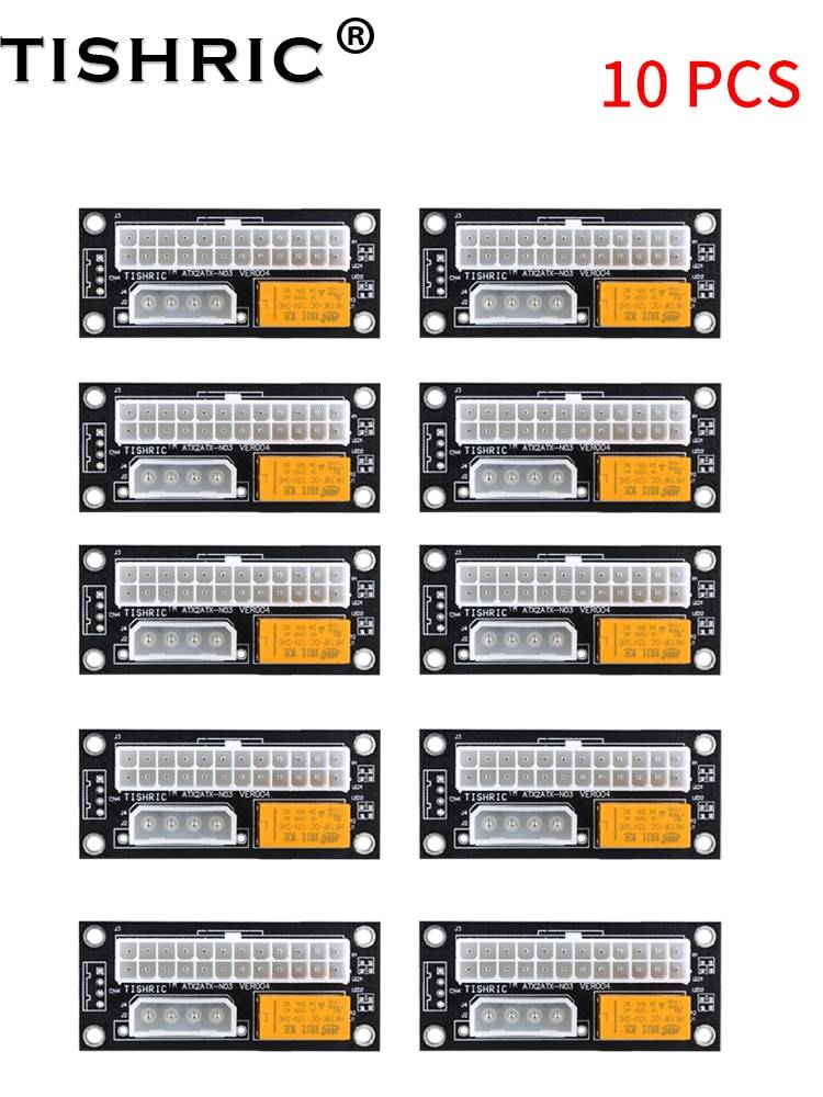 5/10 st tishric 24 stift to 4 stift/sata dual psu strömförsörjning sync adapter kort atx add 2 psu molex synkron ström för gruvdrift - 5 st sata grön