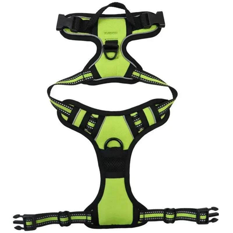 Reflective Adjustable Vest Harness for Dogs and Cats - Green / L (L)