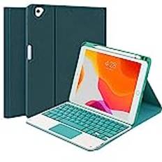 QYiiD iPad Air 5:e 4:e generationen pekplatta tangentbordsfodral iPad Pro 11 tum 2022 2021/2020/2018, magnetiskt avtagbart trådlöst tangentbord, smart folio med pennhållare, DrakGreen