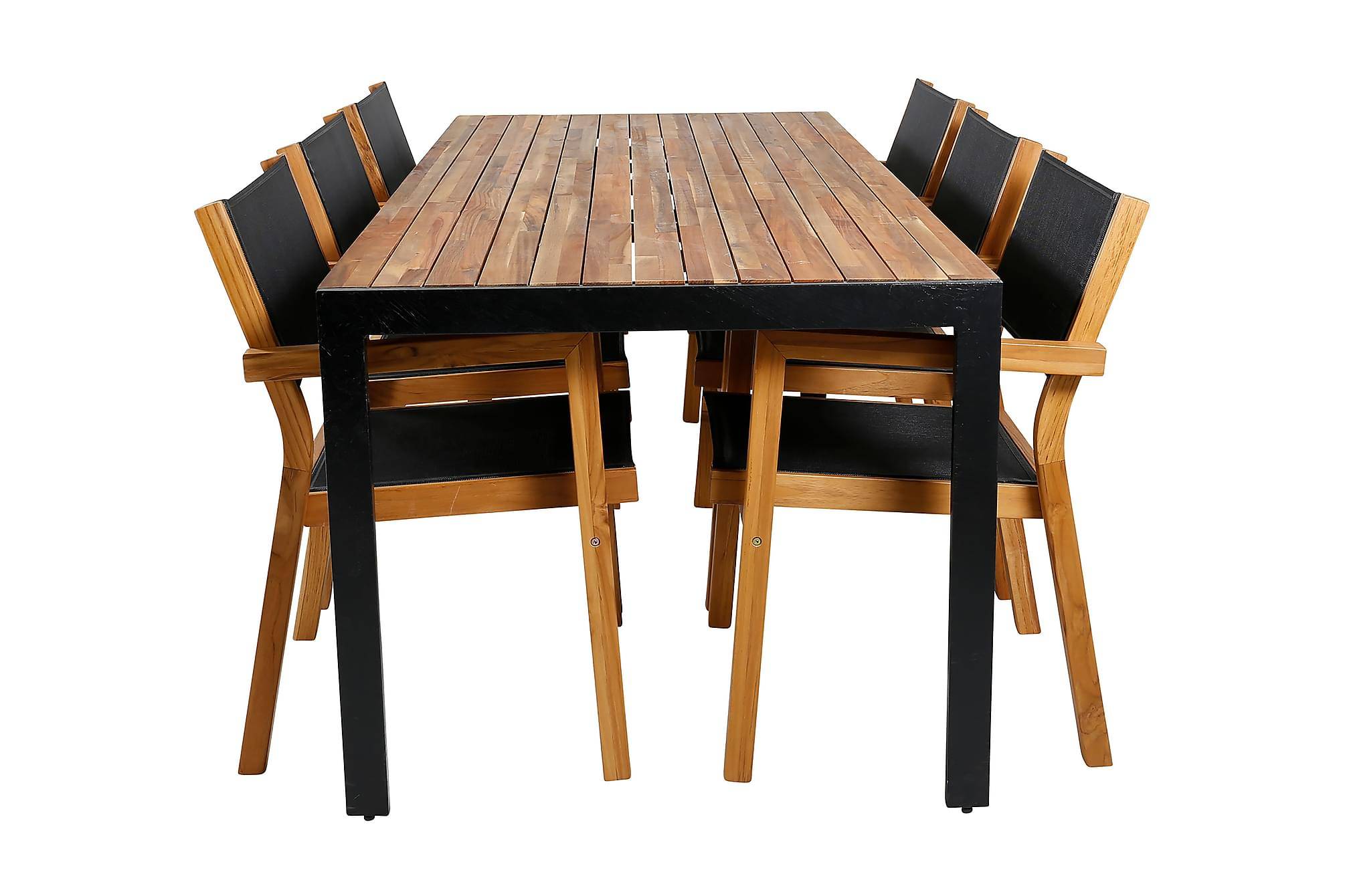 Venture Home Bois Matgrupp Utomhus 205cm + 6 Venice Stapelbara Matstolar - Vit Matgrupper utomhus